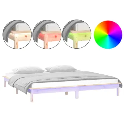LED Posteljni okvir - Dvoposteljna postelja - Zakonska postelja 150x200 cm trden les