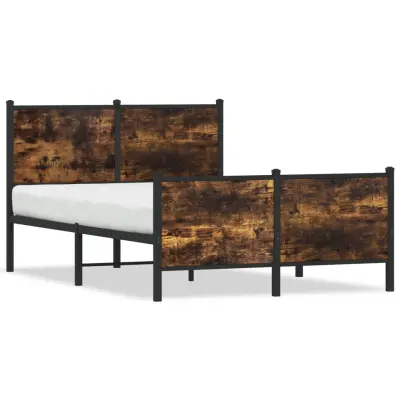 Kovinski Posteljni okvir - Dvoposteljna postelja - Zakonska postelja brez vzmetnice dimljen hrast 120x190cm