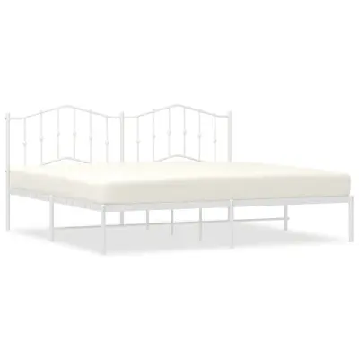 Kovinski Posteljni okvir - Dvoposteljna postelja - Zakonska postelja z vzglavjem bel 193x203 cm