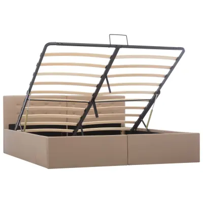 Dvižni Posteljni okvir - Dvoposteljna postelja - Zakonska postelja kapučino umetno usnje 160x200 cm