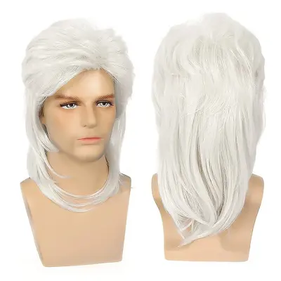 Moška lasulja Mullet, retro pričeska iz 80-ih Silver