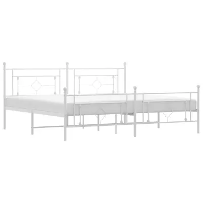 Kovinski Posteljni okvir - Dvoposteljna postelja - Zakonska postelja z vzglavjem in vznožjem bel 193x203 cm