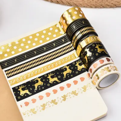 Komplet washi trakov v mornarsko modri barvi s folijo Black
