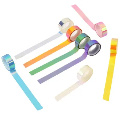 Set holografskih trakov - 8 rolic srebrnega bleščečega washi traku