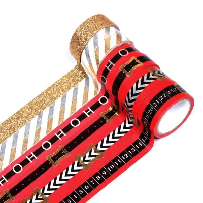 Komplet washi trakov v mornarsko modri barvi s folijo Red