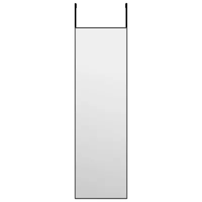 Ogledalo - Zrcalo - Kozmetično ogledalo za vrata črno 30x100 cm steklo in aluminij
