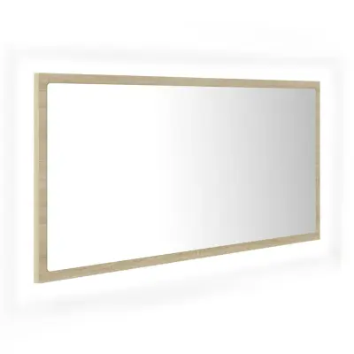 LED kopalniško Ogledalo - Zrcalo - Kozmetično ogledalo sonoma hrast 90x8,5x37 cm akril