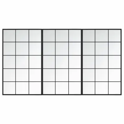 3 kosi stenskega ogledala - kozmetično ogledalo črno 100x60 cm kovinsko