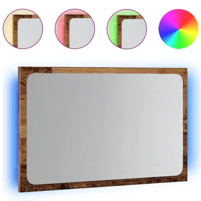 Kopalniška omarica z Ogledalo - Zrcalo - Kozmetično ogledalom z LED artisan hrast 60x8,5x38 cm