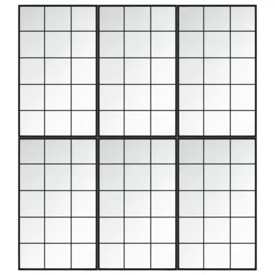 6 kosi stenskega ogledala - kozmetično ogledalo črno 100x60 cm kovinsko