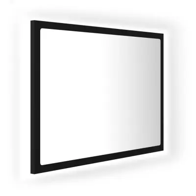 LED kopalniško Ogledalo - Zrcalo - Kozmetično ogledalo črno 60x8,5x37 cm akril