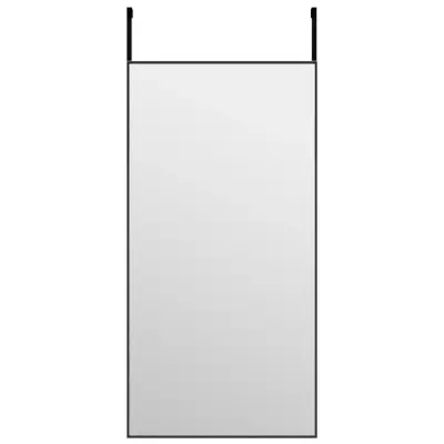 Ogledalo - Zrcalo - Kozmetično ogledalo za vrata črno 40x80 cm steklo in aluminij
