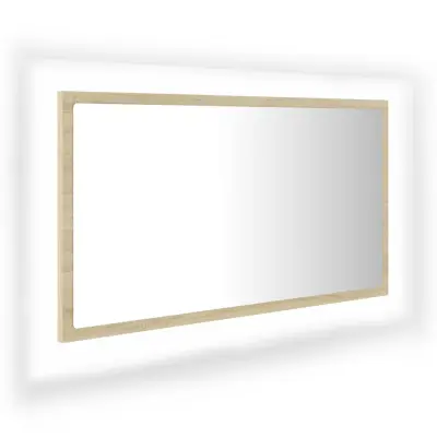 LED kopalniško Ogledalo - Zrcalo - Kozmetično ogledalo sonoma hrast 80x8,5x37 cm akril