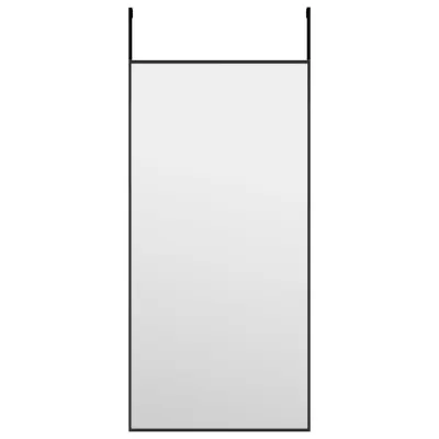 Ogledalo - Zrcalo - Kozmetično ogledalo za vrata črno 30x60 cm steklo in aluminij