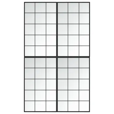 4 kosi stenskega ogledala - kozmetično ogledalo črno 100x60 cm kovinsko
