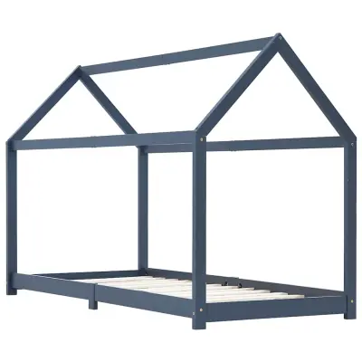 Otroška postelja - Otroški ležaj - Otroški posteljni okvir siv iz trdne borovine 90x200 cm