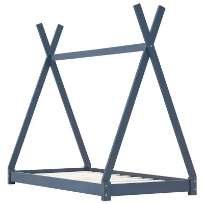 Otroška postelja - Otroški ležaj - Otroški posteljni okvir siv iz trdne borovine 70x140 cm