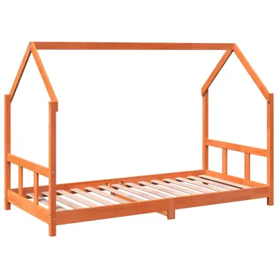 Otroška postelja - Otroški ležaj - Otroški posteljni okvir voščeno rjav 90x190 cm trdna borovina