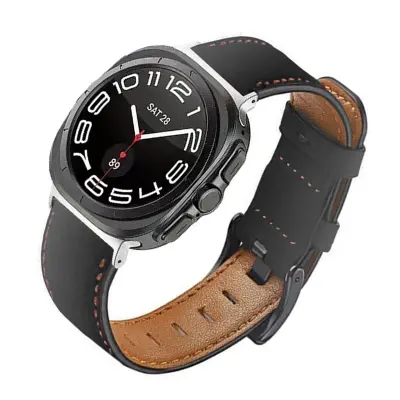 Usnjen pašček za uro Samsung Watch 7 (Ultra 47 mm) - črn