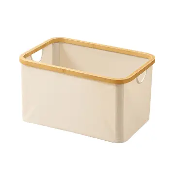 Zložljiva košara za perilo s pokrovom, bež  M