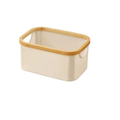 Zložljiva košara za perilo s pokrovom, bež  S