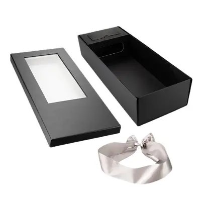 Črna darilna škatla s pokrovom, 55x21x11 cm - elegantna embalaža za rože
