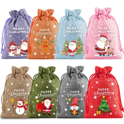 Božične darilne vrečke iz jute   8-Paket
