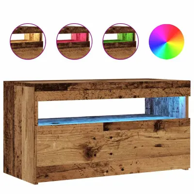 TV omarica - TV stojalo - Televizijska omarica z LED starinski les 75x35x40 cm inženirski les