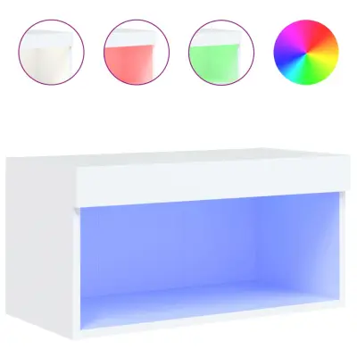 TV omarica - TV stojalo - Televizijska omarica z LED lučmi bela 60x30x30 cm