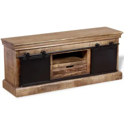 TV omarica - TV stojalo - Televizijska omarica z 2 Drsnimi Vrati Masiven Les Manga 110x30x45 cm