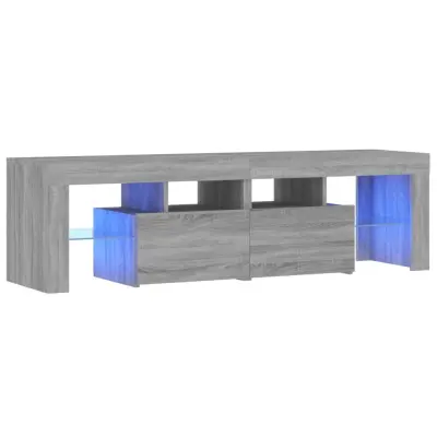 TV omarica - TV stojalo - Televizijska omarica z LED lučkami siva sonoma 140x36,5x40 cm