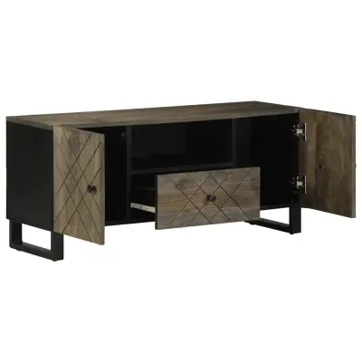 TV omarica - TV enota - Televizijska omarica črna 105x33x46 cm trden mangov les