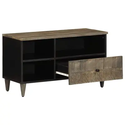 TV omarica - TV enota - Televizijska omarica črna 80x33x46 cm trden mangov les