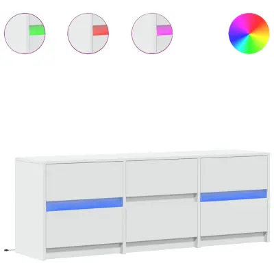 TV omarica - TV stojalo - Televizijska omarica z LED bela 140x34x50 cm inženirski les