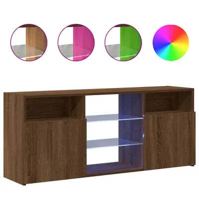 TV omarica - TV stojalo - Televizijska omarica z LED lučkami rjav hrast 120x30x50 cm