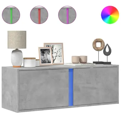 Stenska TV omarica - TV stojalo - Televizijska omarica z LED lučkami betonsko siva 100x31x35 cm