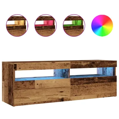 TV omarica - TV stojalo - Televizijska omarica z LED starinski les 120x35x40 cm inženirski les