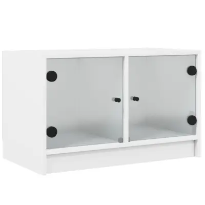 TV omarica - TV stojalo - Televizijska omarica s steklenimi vrati bela 68x37x42 cm