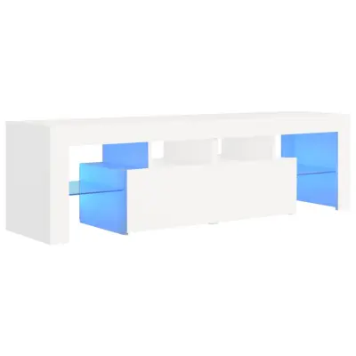 TV omarica - TV stojalo - Televizijska omarica z LED lučkami bela 140x36,5x40 cm