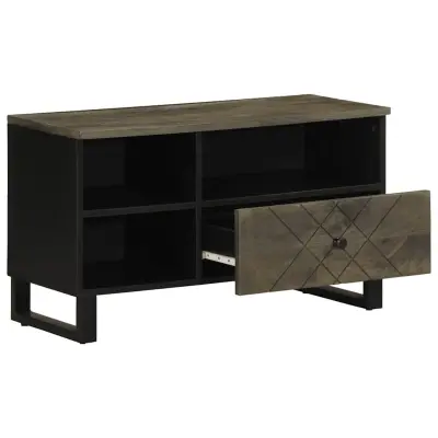 TV omarica - TV enota - Televizijska omarica črna 80x33x46 cm trden mangov les