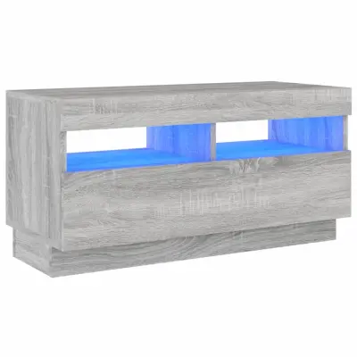 TV omarica - TV stojalo - Televizijska omarica z LED lučkami siva sonoma 80x35x40 cm