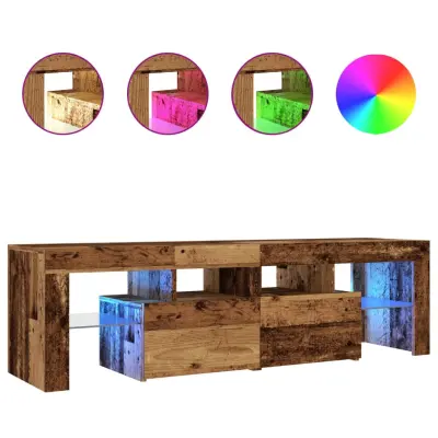 TV omarica - TV stojalo - Televizijska omarica z LED starinski les 140x36,5x40 cm inženirski les