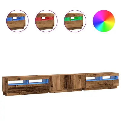 TV omarica - TV stojalo - Televizijska omarica z LED starinski les 300x35x40 cm inženirski les