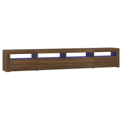 TV omarica - TV stojalo - Televizijska omarica z LED lučkami rjav hrast 240x35x40 cm