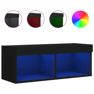 TV omarica - TV stojalo - Televizijska omarica z LED lučmi črna 80x30x30 cm