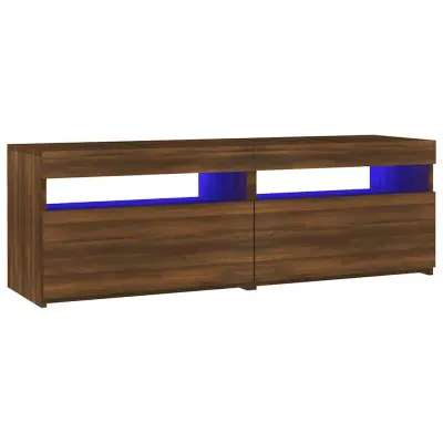 TV omarica - TV stojalo - Televizijska omarica z LED lučkami rjav hrast 120x35x40 cm