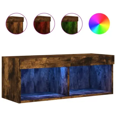 TV omarica - TV stojalo - Televizijska omarica z LED lučkami dimljeni hrast 80x30x30 cm