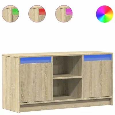 TV omarica - TV stojalo - Televizijska omarica z LED sonoma hrast 100x34x50 cm inženirski les