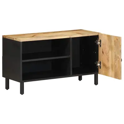 TV omarica - TV enota - Televizijska omarica črna 80x33,5x46 cm masivni neobdelan les Mango