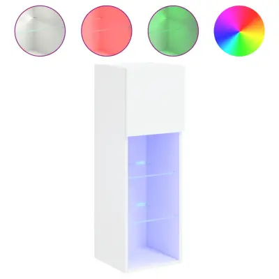 TV omarica - TV stojalo - Televizijska omarica z LED lučkami bela 30,5x30x90 cm